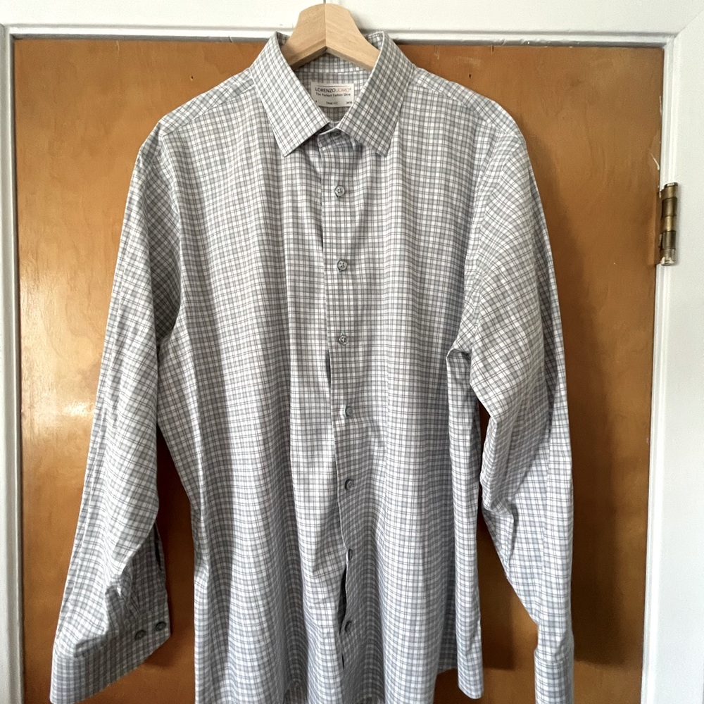 Lorenzo Uoma Breathable Plaid Dress Shirt 18” Neck 34/35” Sleeves.